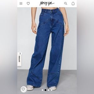 Nasty Gal Western Seam Detail Wide Leg Jeans